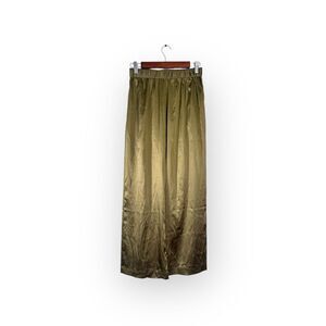 Beryll Women's Size Small Green Silk Blend Wide Leg Casual Pull On Pants